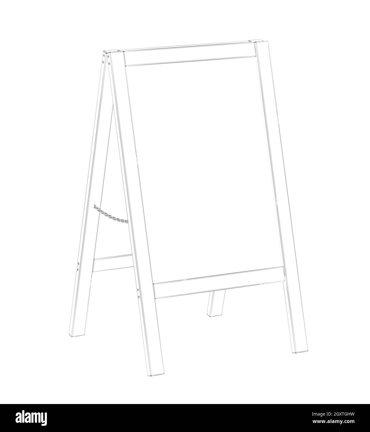 3D wire-frame model of menu display board for restaurant or cafe Stock Photo