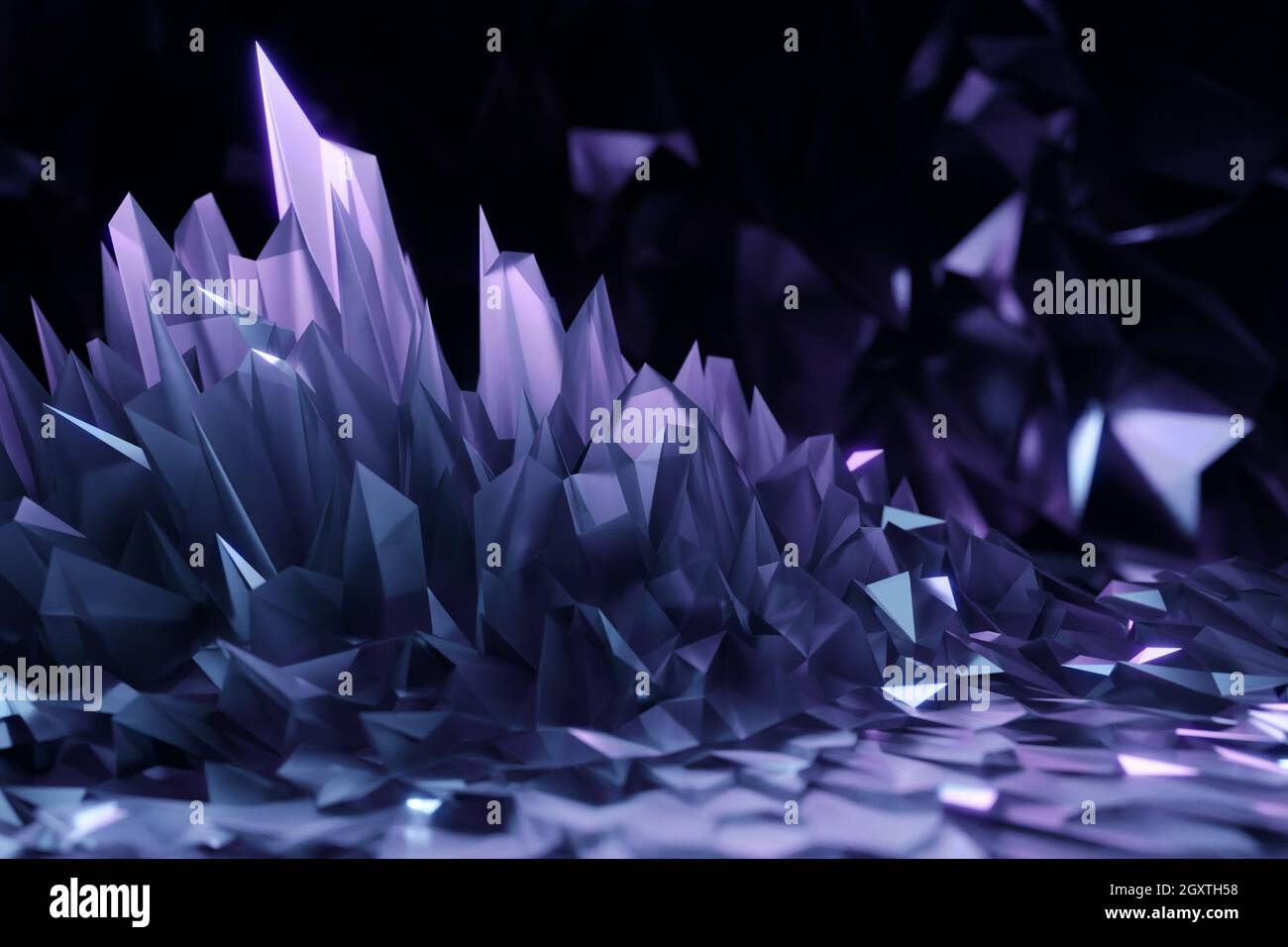 3d illustration of purple crystal, effect of reflections and Overlay for background Stock Photo - Alamy
