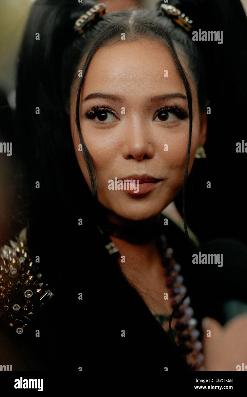 Paris, France, on October 5, 2021, Street style, Bella Poarch 