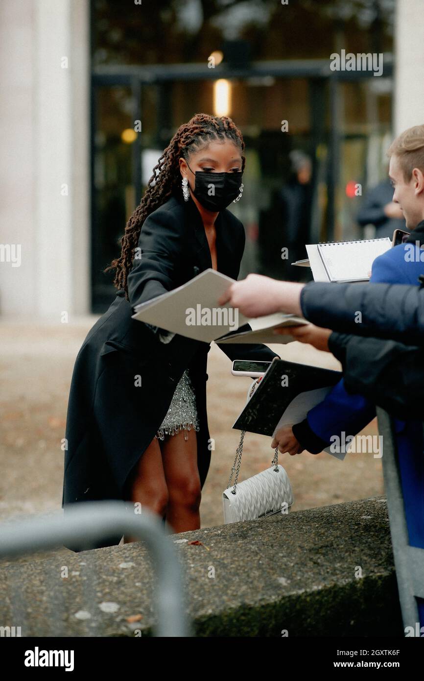 Paris, France, on October 5, 2021, Street style, Halle Bailey