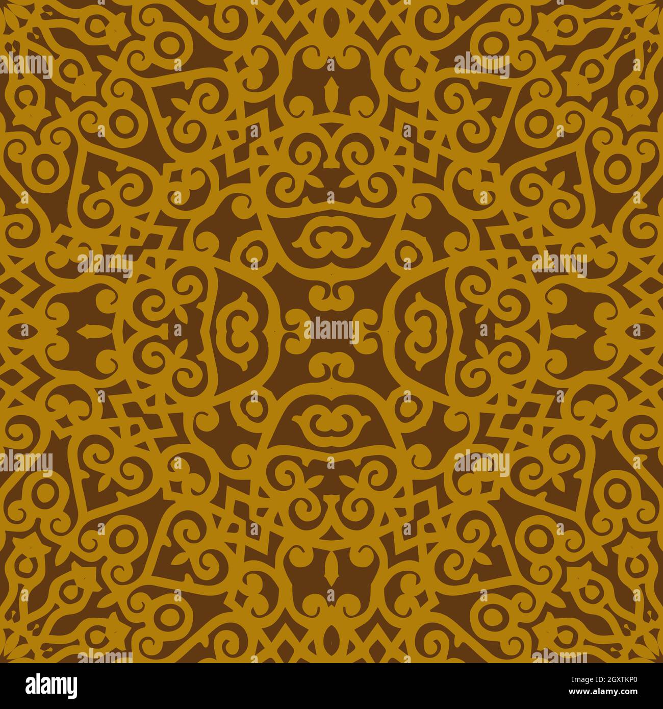 Beautiful seamless floral pattern with mandala. Seamless doodle style background. Mosaic floral pattern for design and fashion. Stock Vector
