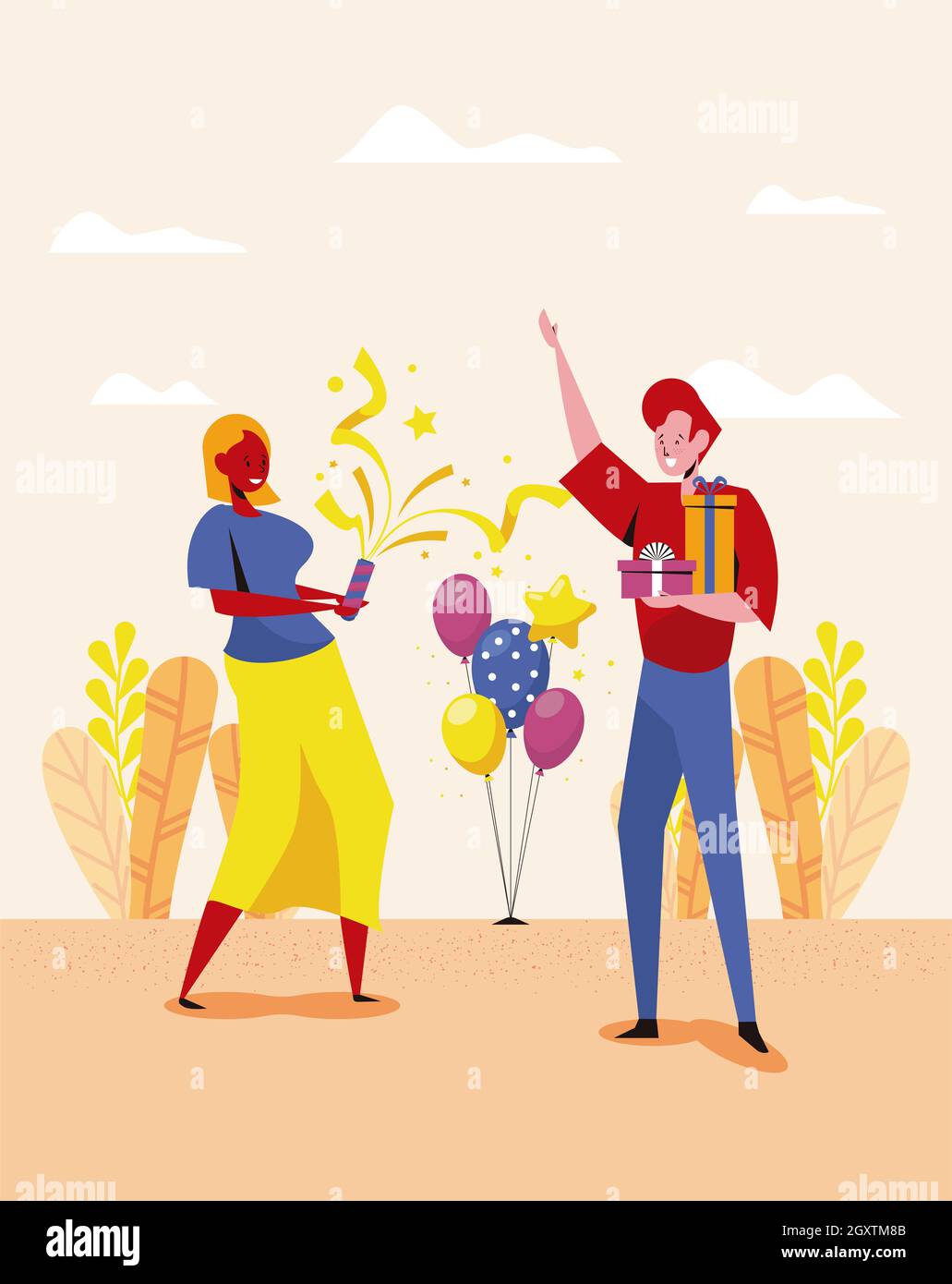 Illustration, cartoon people celebration, anniversary, couple, web concept background Stock Photo - Alamy Illustration, cartoon people celebration, anniversary, couple, web concept background Stock Photo - Alamy