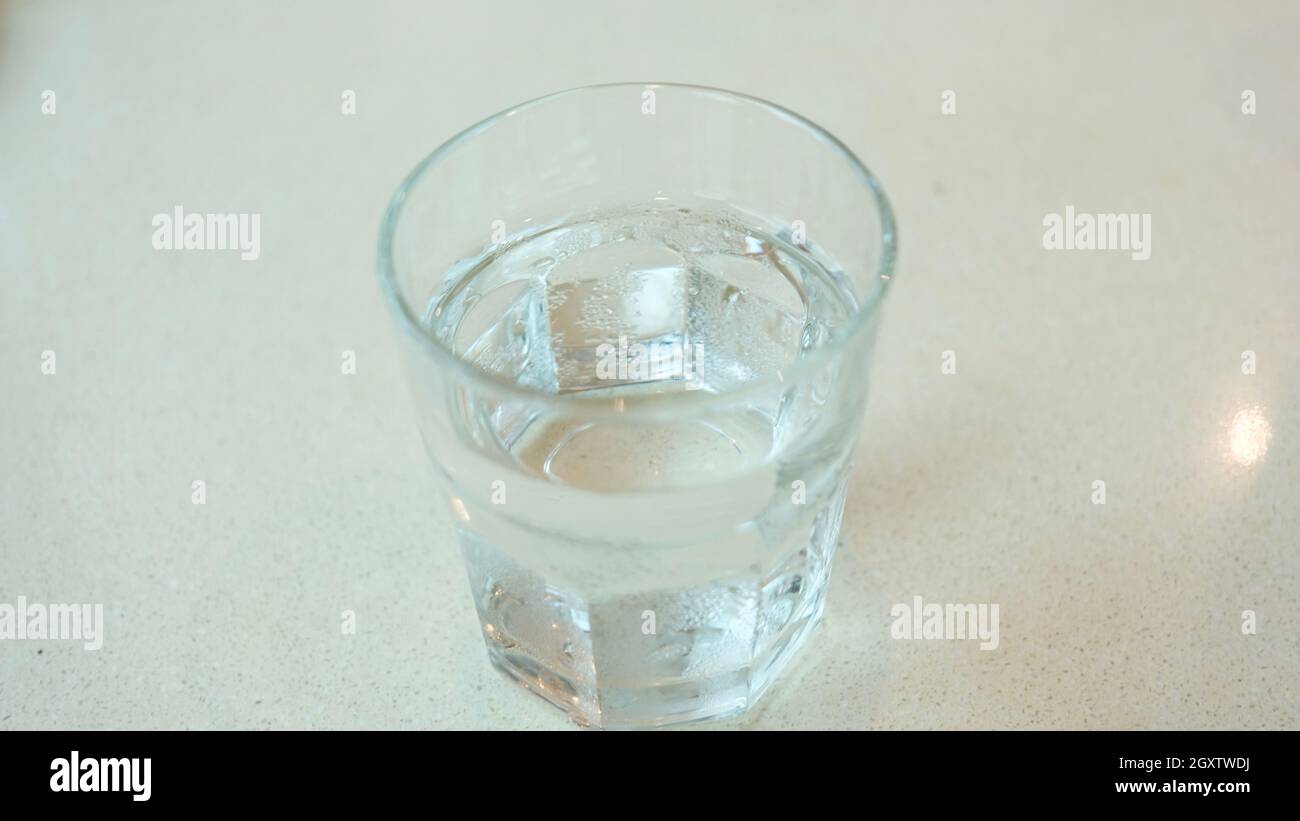 H2O Cool Clear Glass of Ice Water No Calories or Nutrients Hydrogen and ...