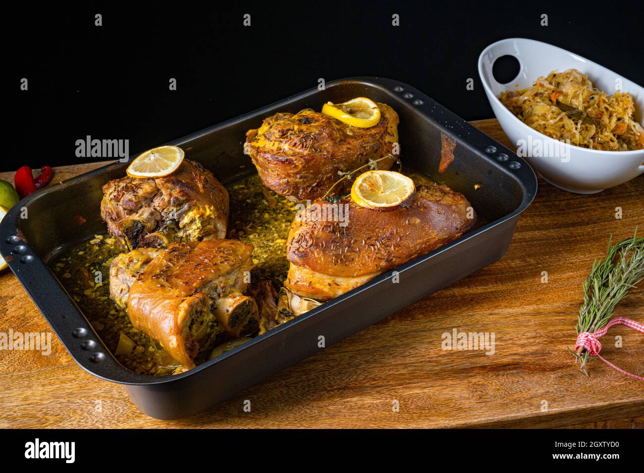 Crispy roasted pork knuckles from the oven Stock Photo Alamy