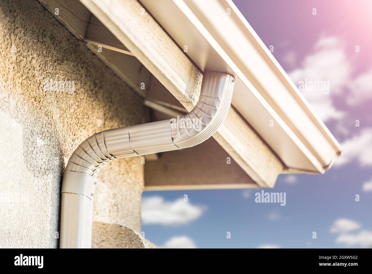 House with New Seamless Aluminum Rain Gutters Stock Photo - Alamy