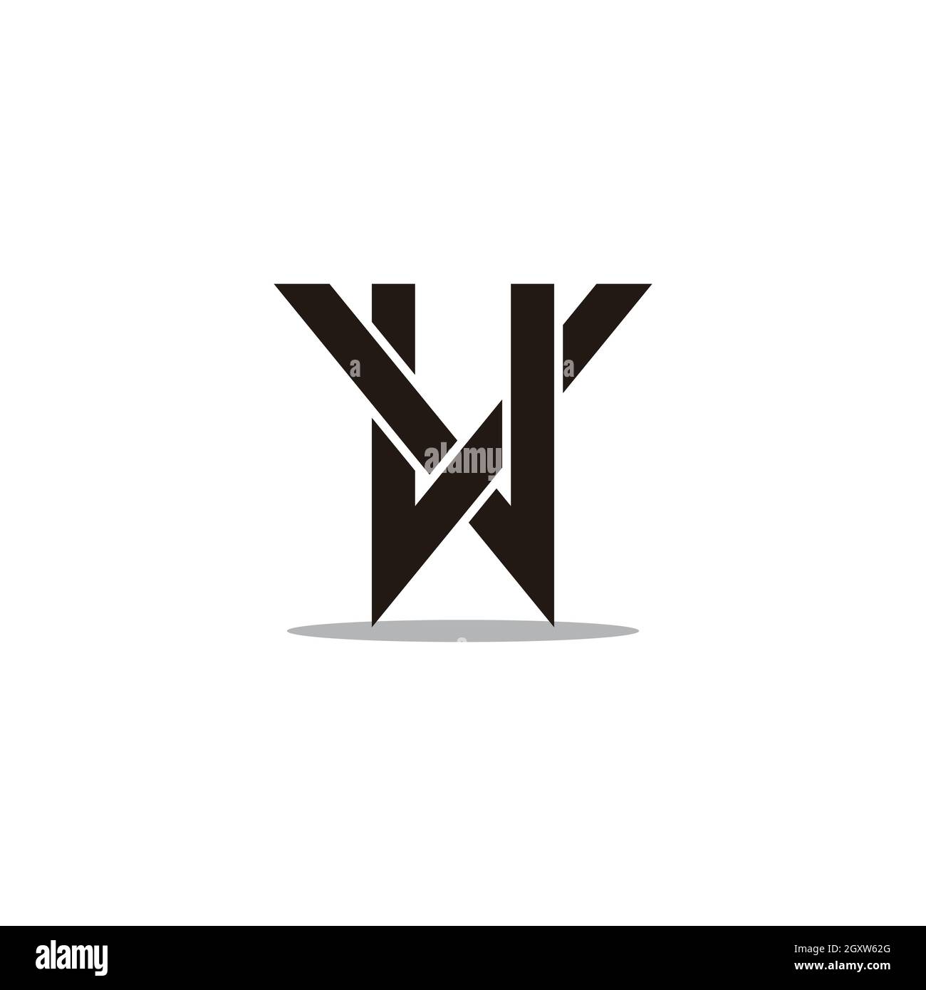 letter vw linked overlapping line logo vector Stock Vector