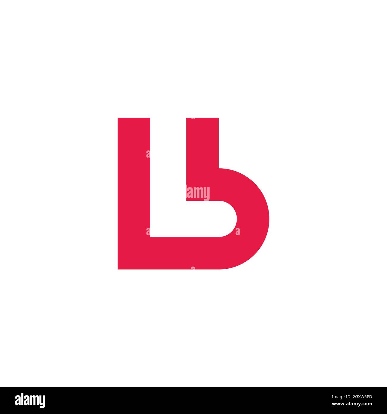 letter bl red negative space geometric simple logo vector Stock Vector