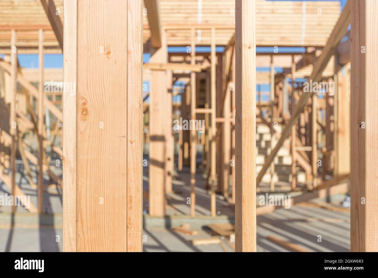 Wood Home Framing Abstract At Construction Site Stock Photo - Alamy