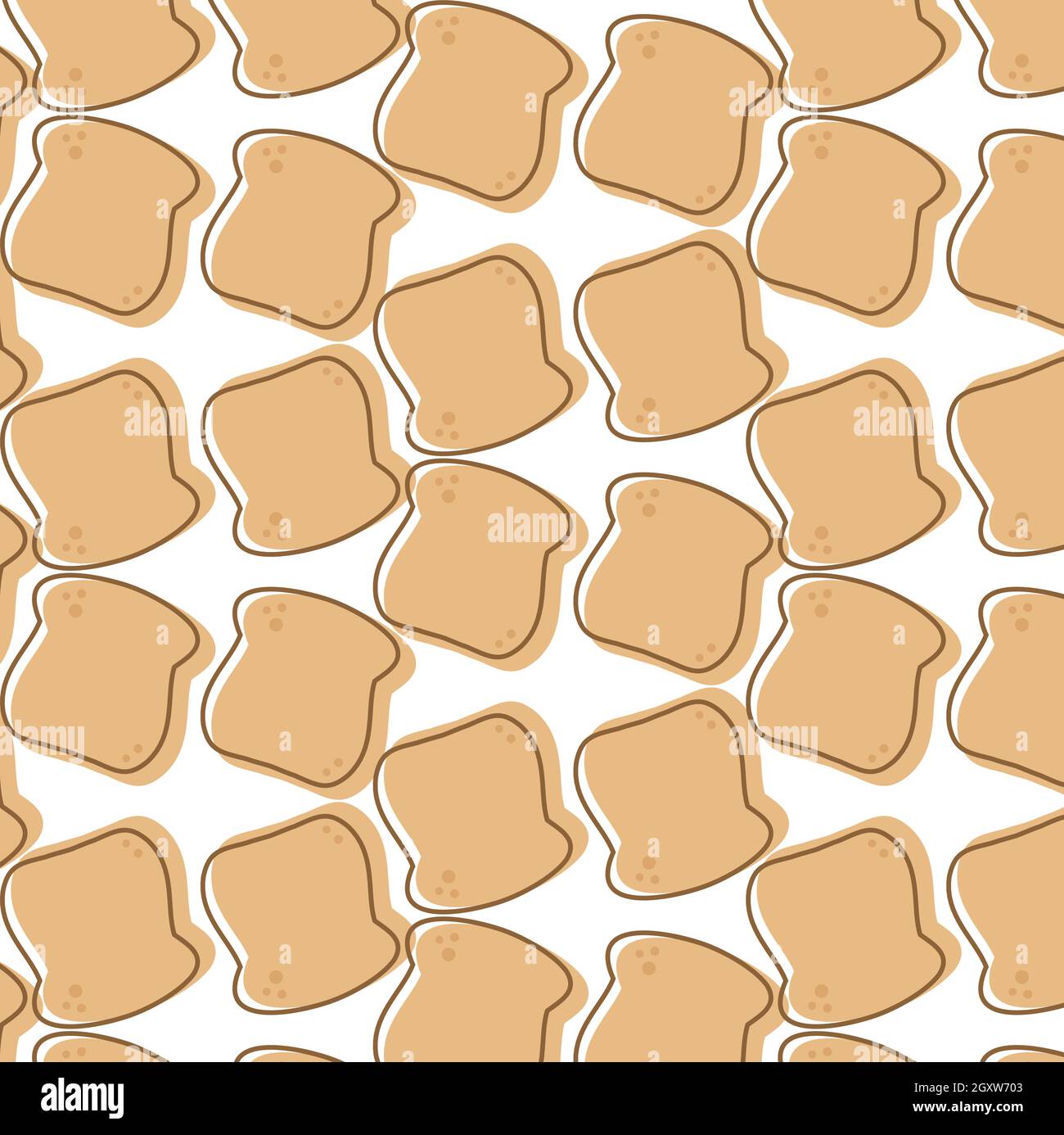 Seamless toast slice vector illustration on a white background. Stock Vector