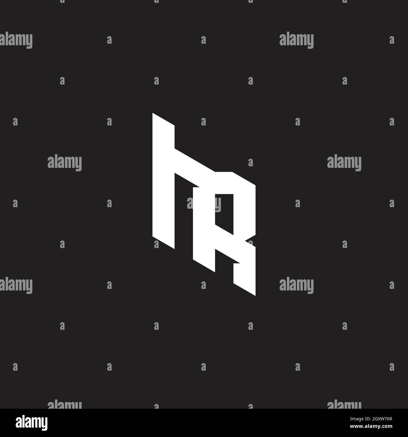 letter hr 3d flat construction design geometric logo vector Stock Vector