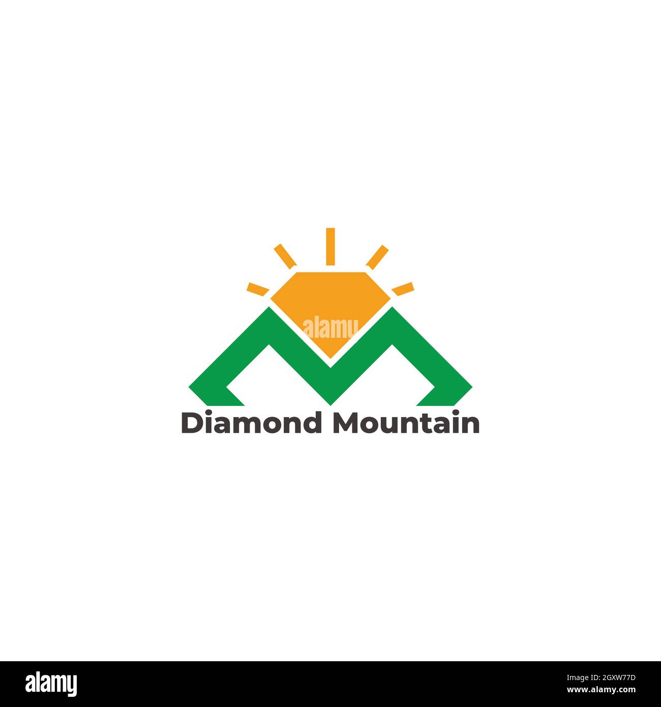 letter m diamond mountain sun symbol logo vector Stock Vector