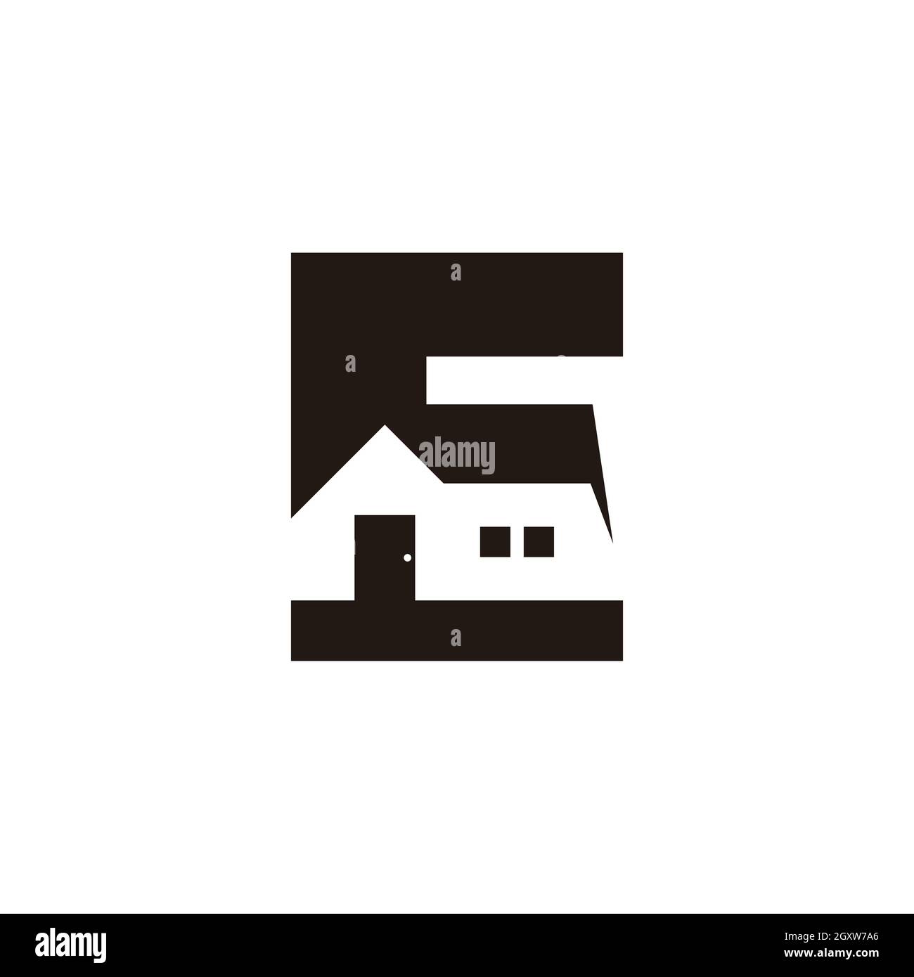 letter e home symbol negative space geometric design logo vector Stock Vector