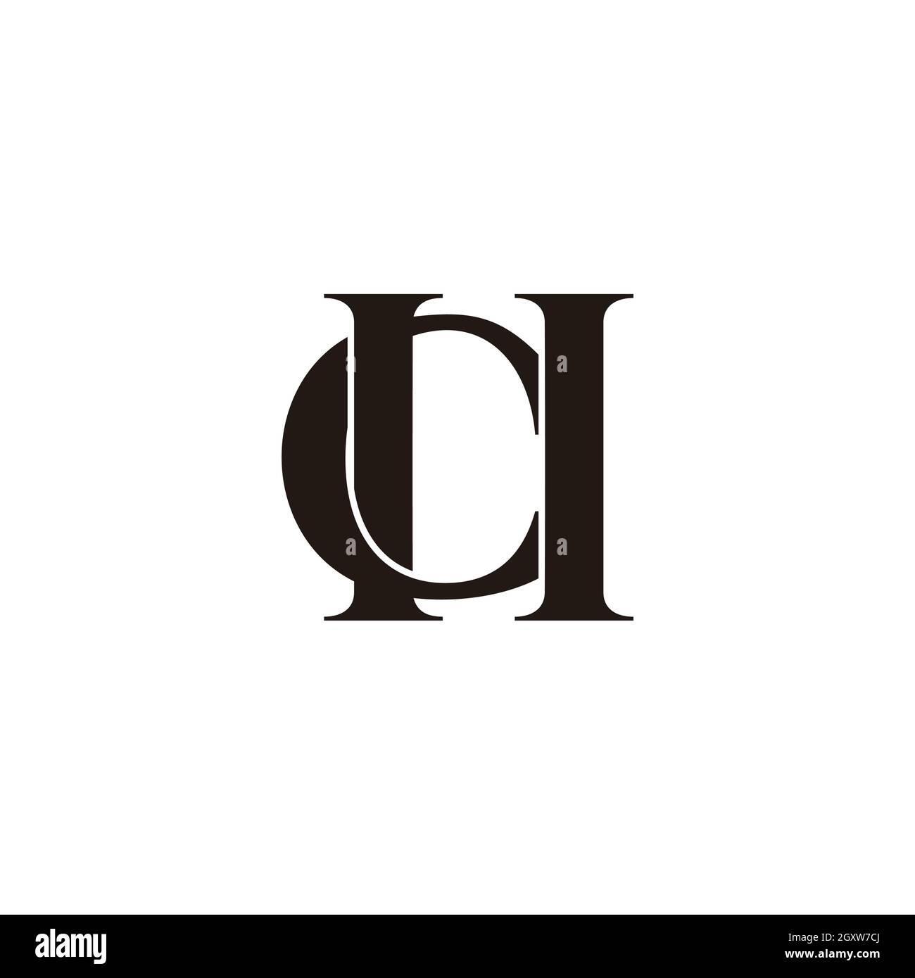 letter ch simple link fonts flat overlapping logo vector Stock Vector