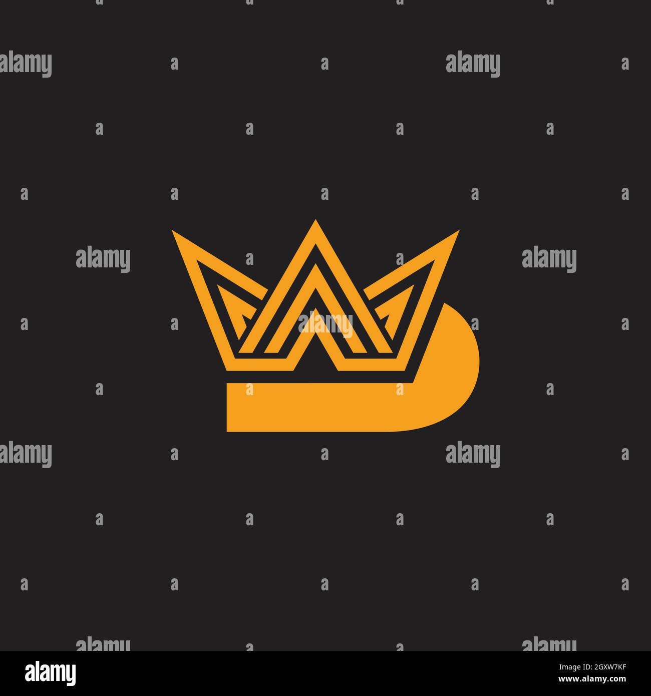 letter d triangle stripes crown geometric design logo vector Stock Vector