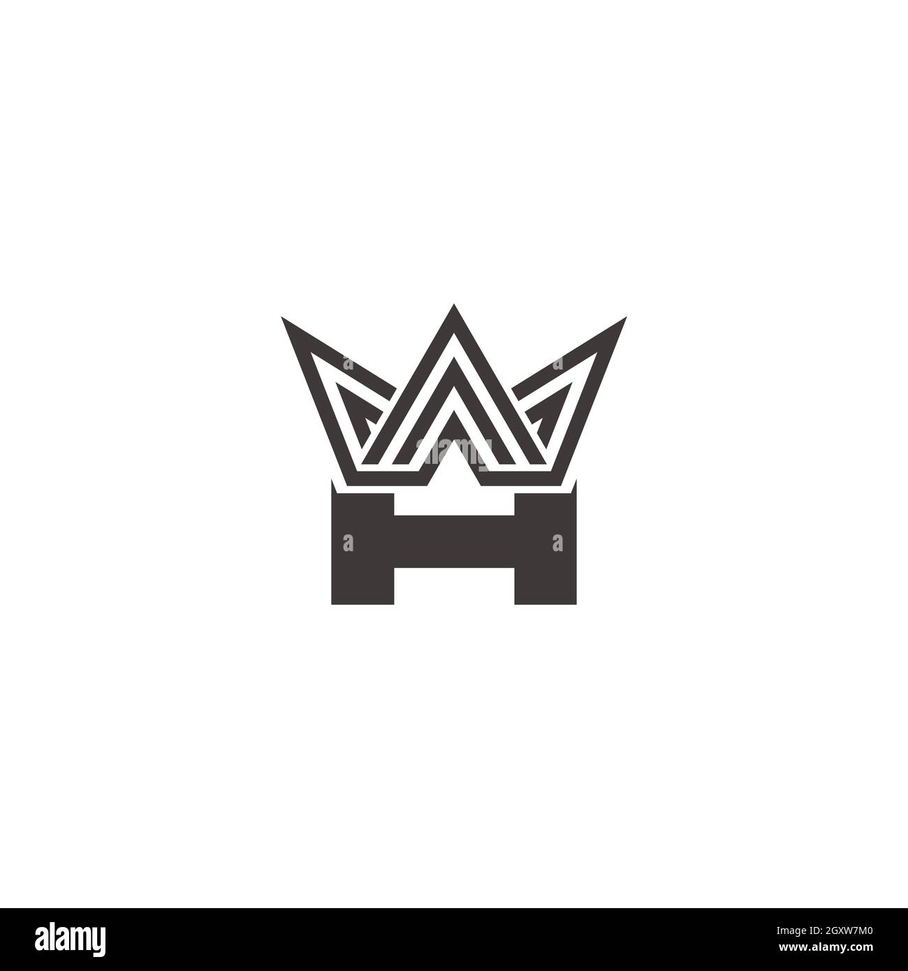 letter h triangle stripes crown geometric design logo vector Stock Vector