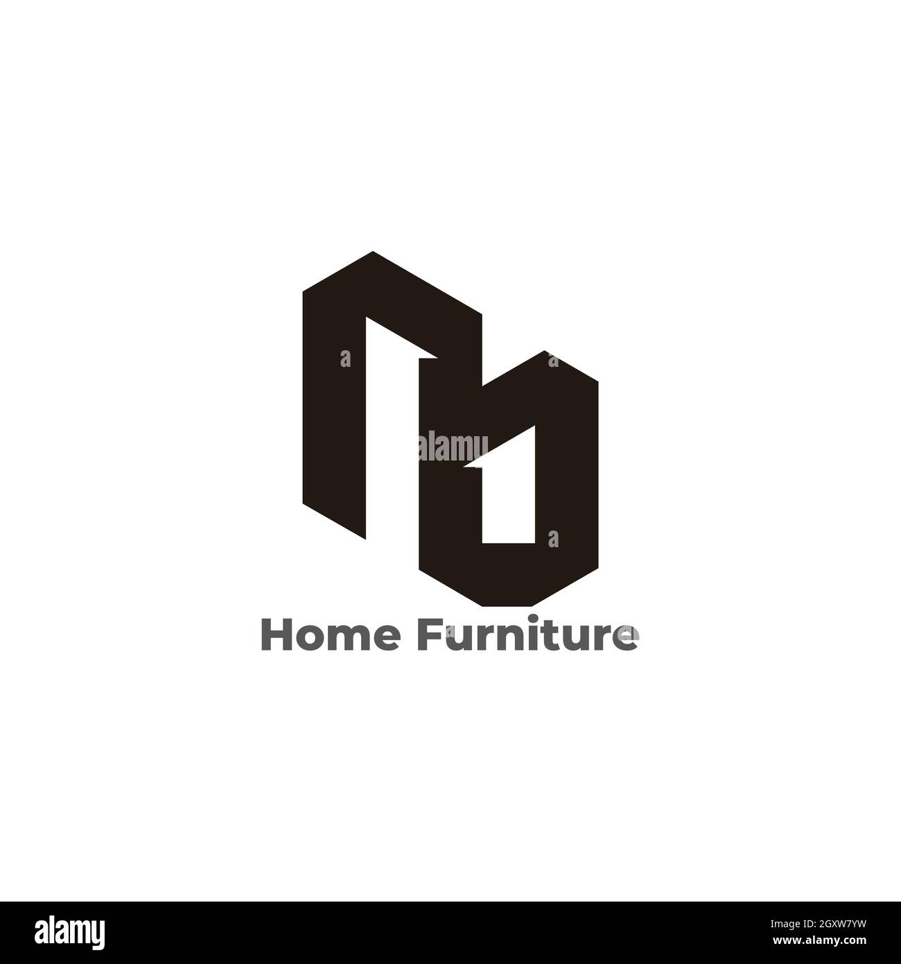 letter nb home furniture symbol geometric design logo vector Stock