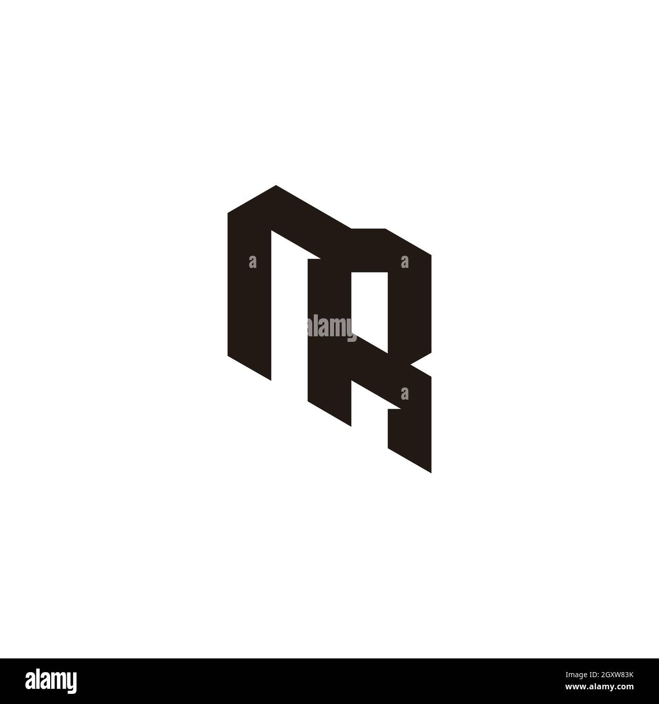 letter nr 3d flat construction design geometric logo vector Stock Vector