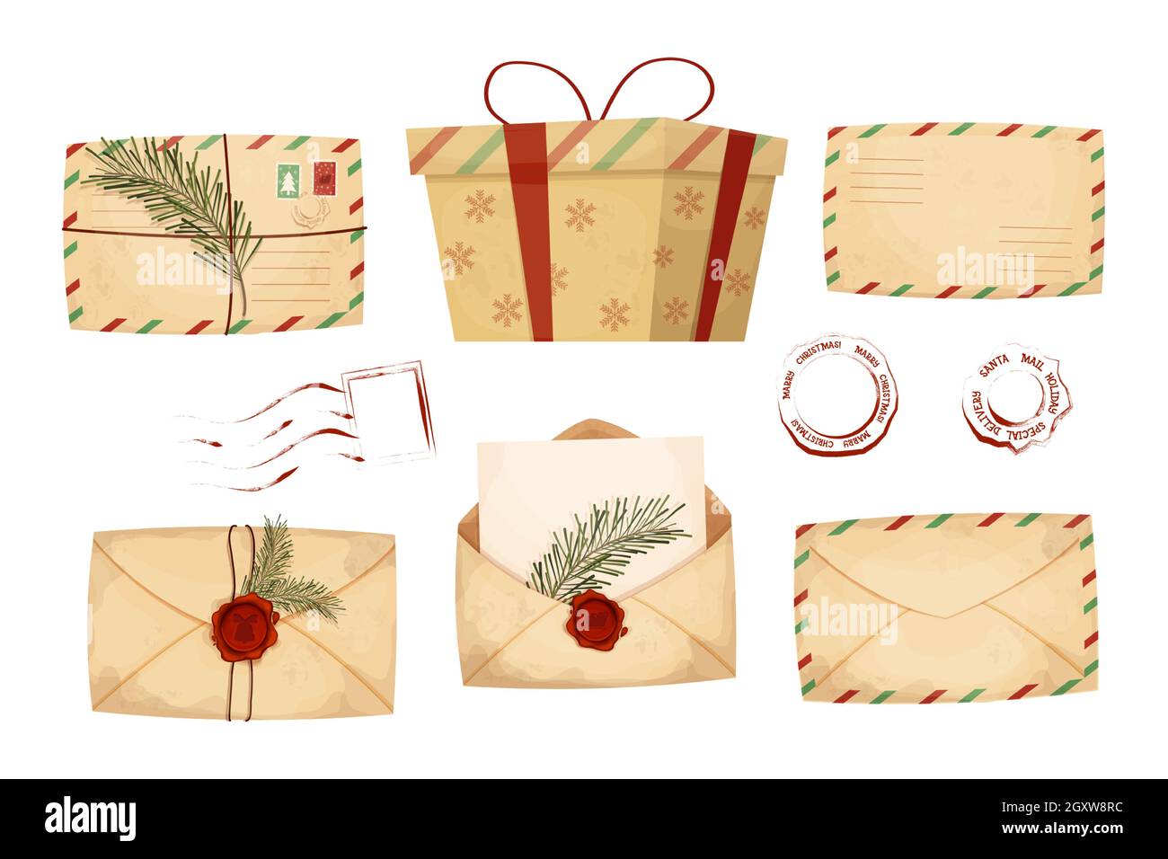 Christmas Mail Clipart Bundle, Christmas Letter