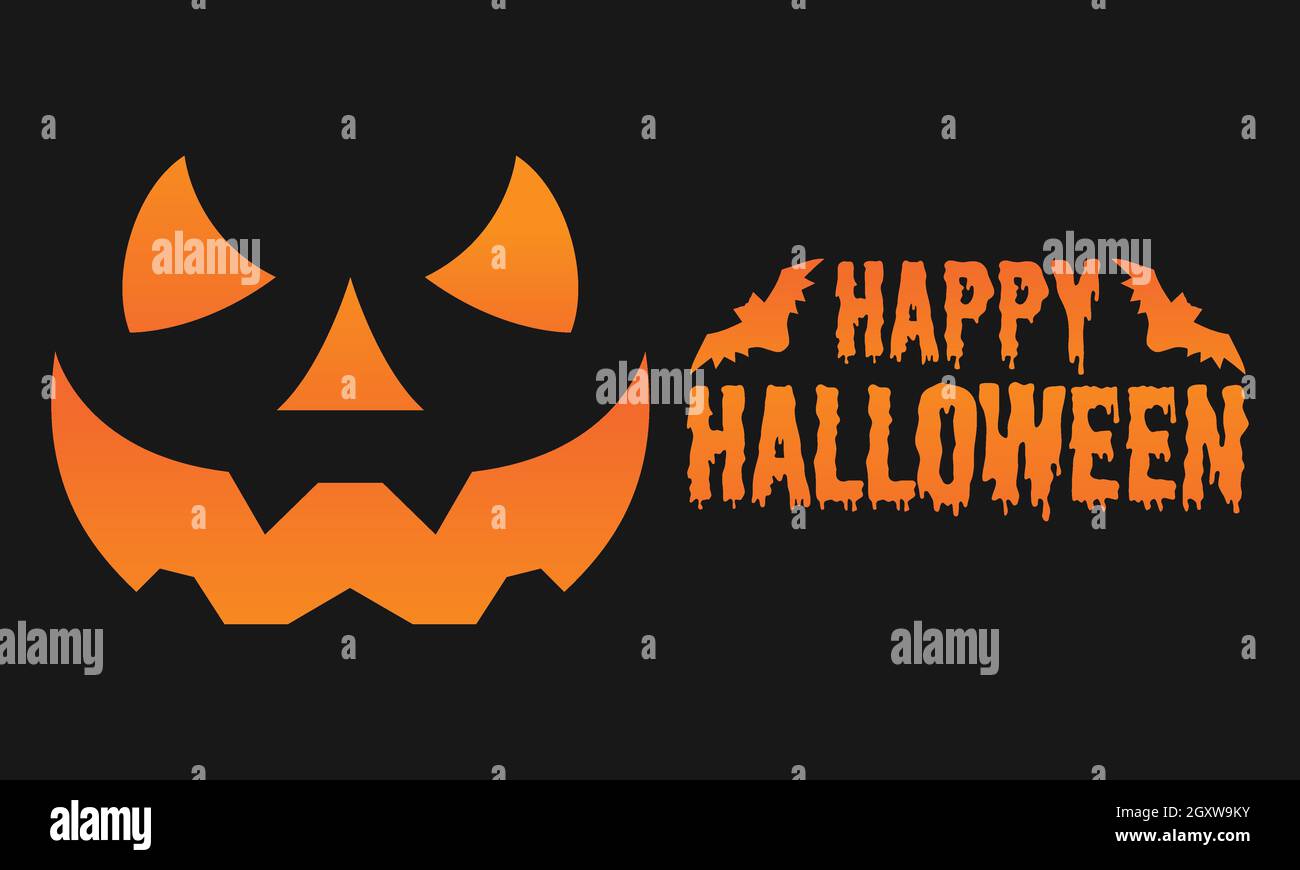 Happy Halloween pumpkin face banner design vector template Stock Vector ...