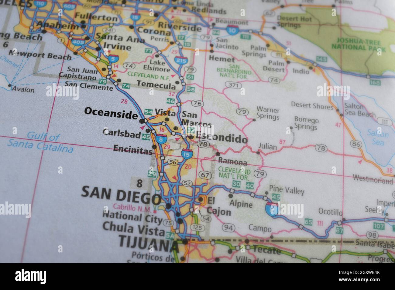 Map of Oceanside, California Stock Photo