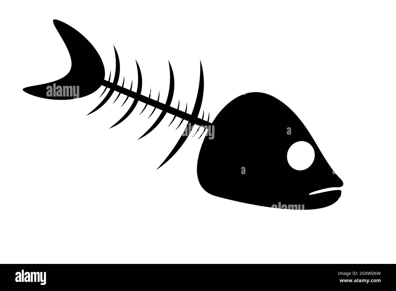 Fishbone icon isolated on white background. Black fish bone silhouette. Fish skeleton simple sign. Organic waste mark design.Stock vector illustration Stock Vector