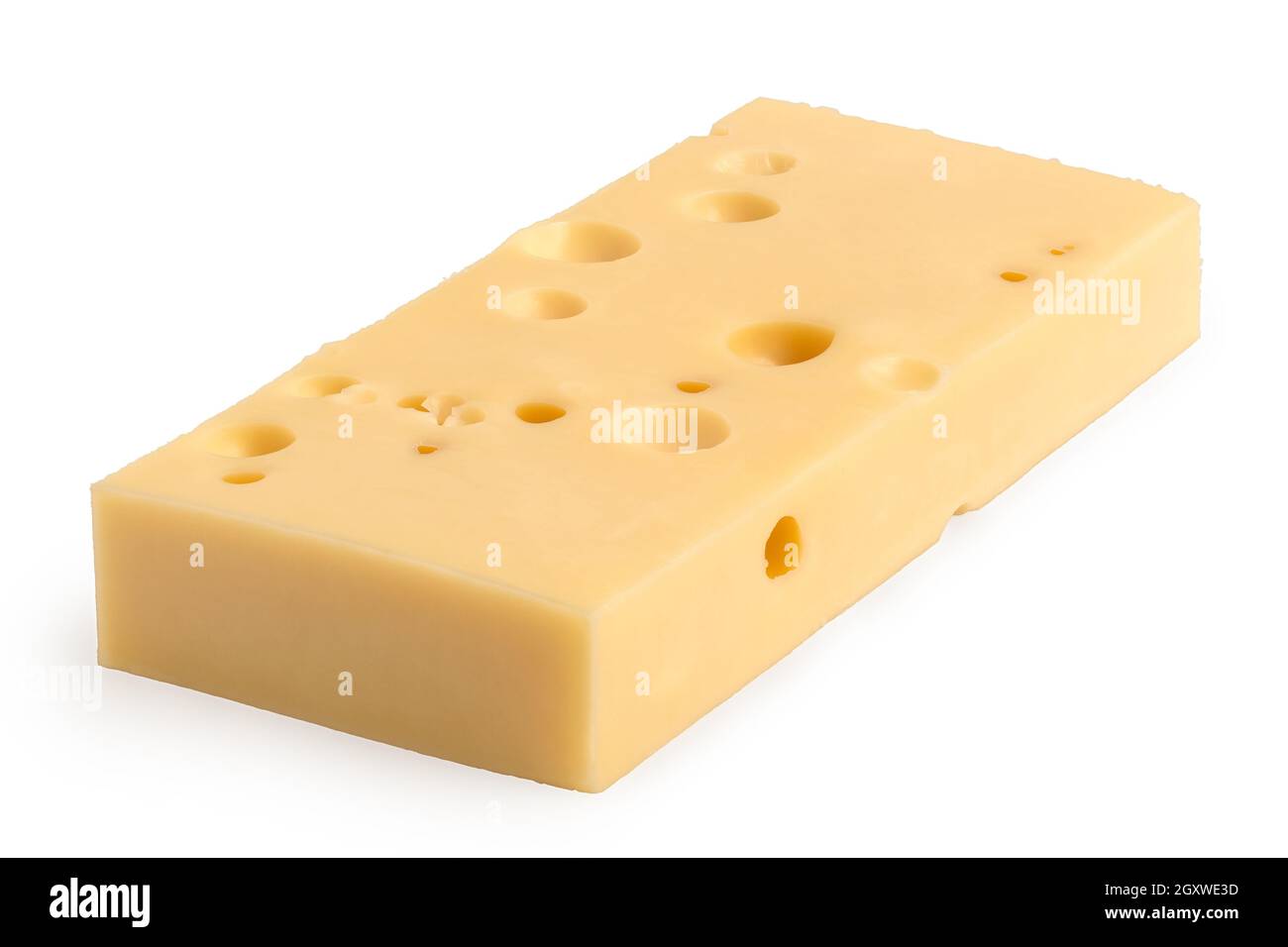 Large block of emmental cheese isolated on white Stock Photo Alamy