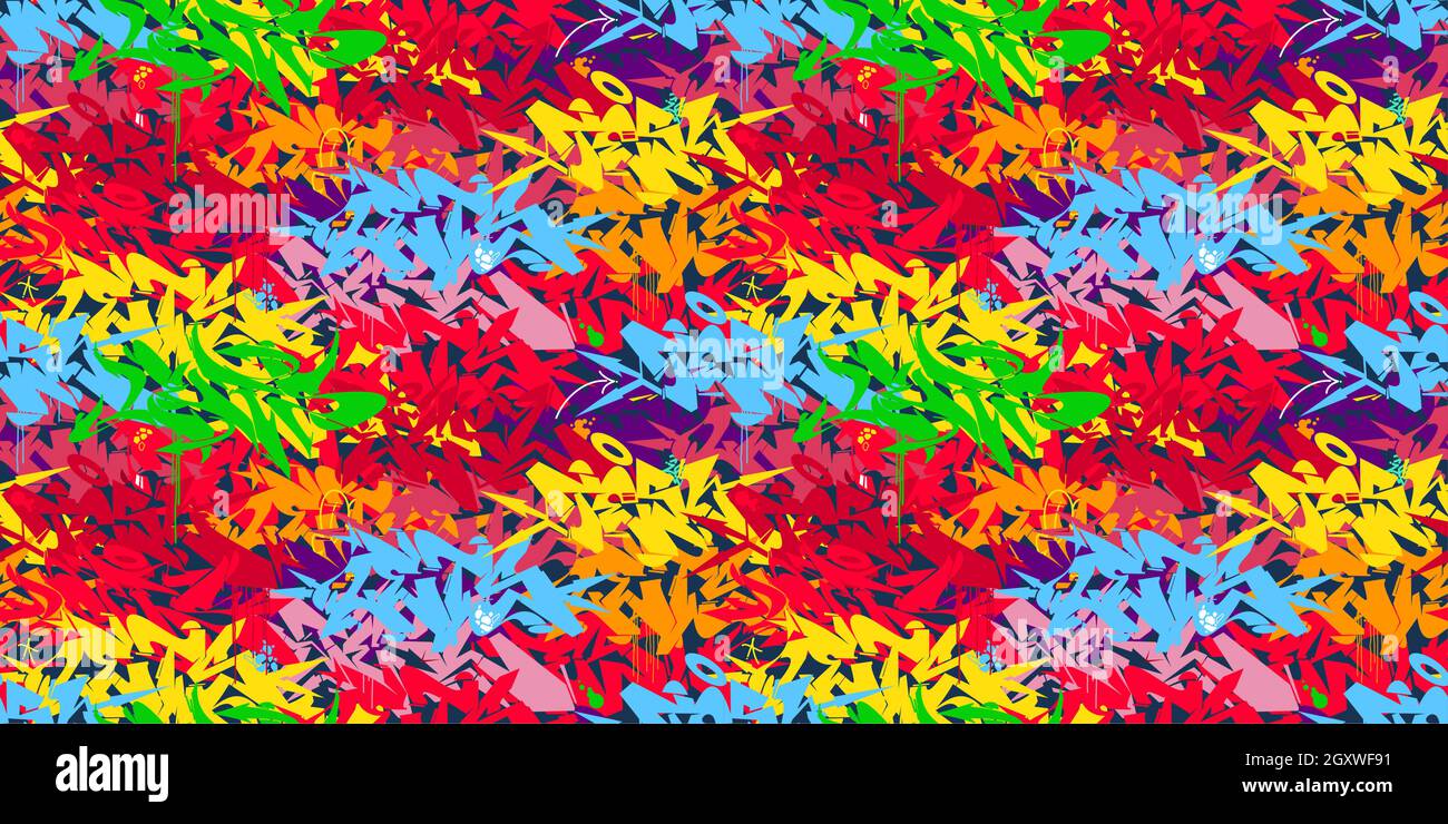 Seamless Abstract Hip Hop Street Art Graffiti Style Urban Colorful