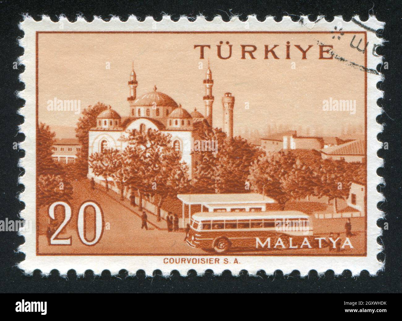TURKEY - CIRCA 1959: stamp printed by Turkey, shows Turkish city, Malatya, circa 1959. Stock Photo
