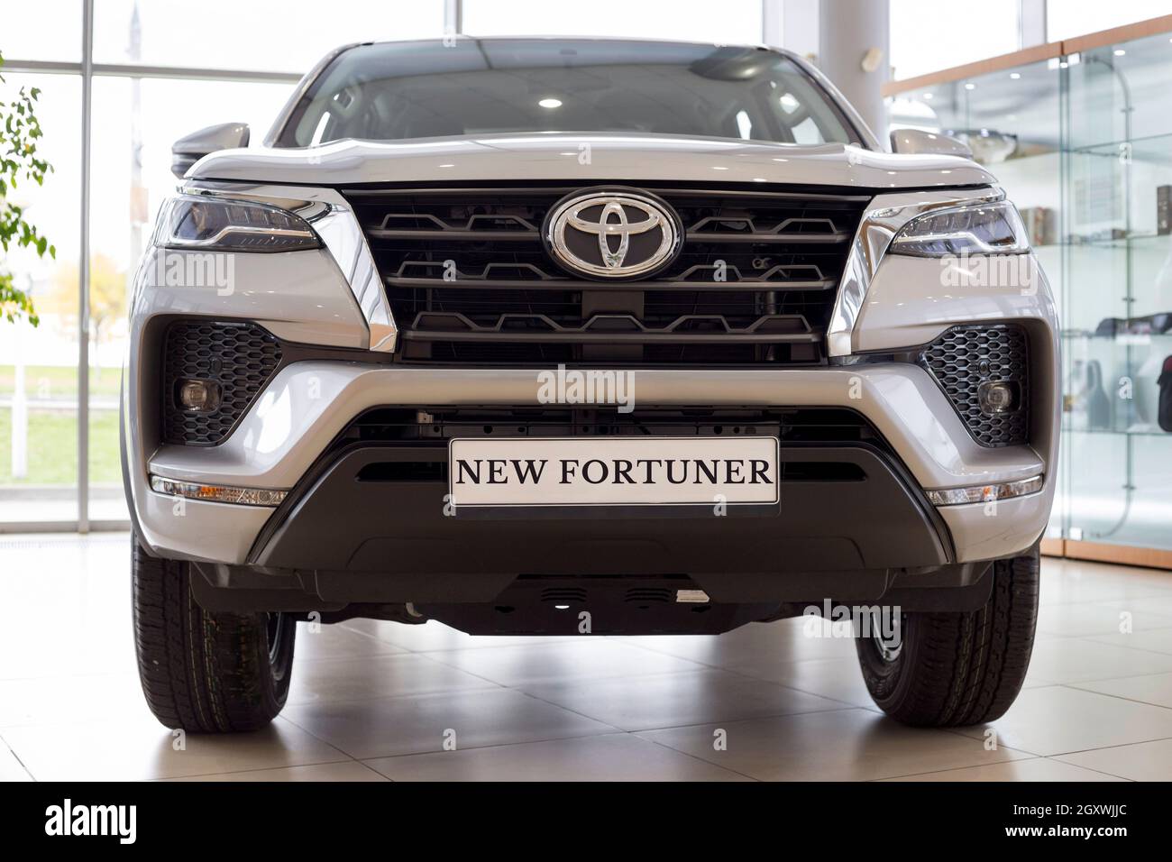 Russia, Izhevsk - September 30, 2021: Toyota showroom. New modern off