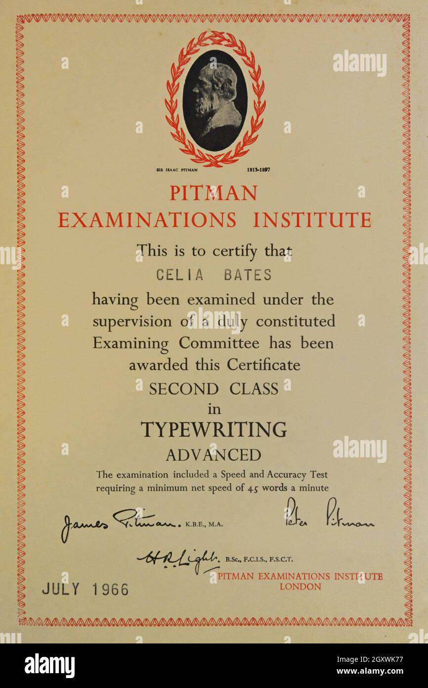 Pitmans shorthand certificate hires stock photography and images Alamy