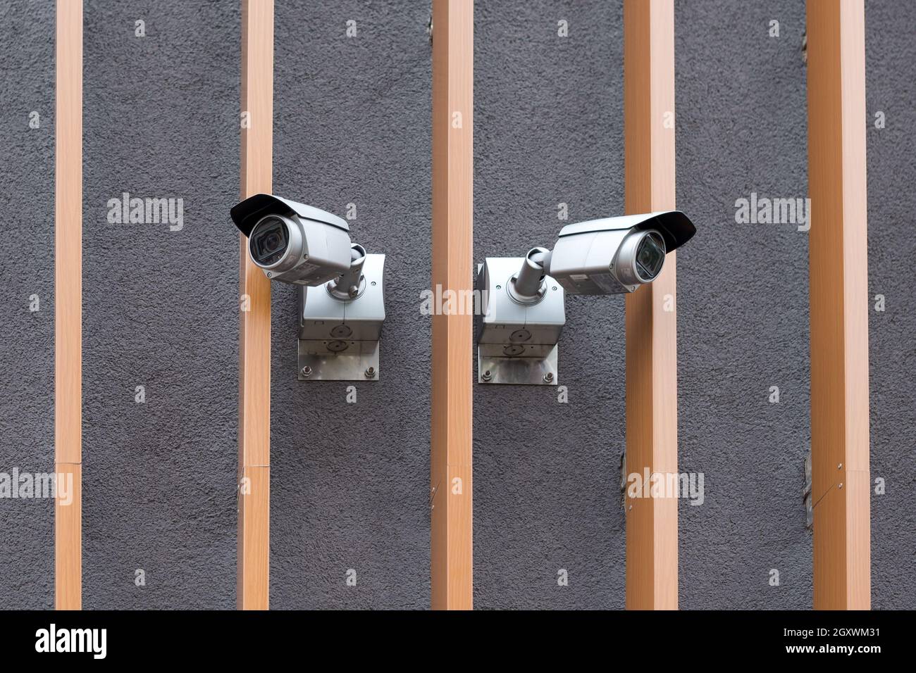 Security cameras on modern building. Professional surveillance camera