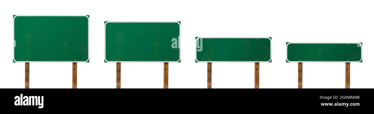 Set Of Different Sized Blank Green Road Signs Isolated On A White Background Stock Photo Alamy