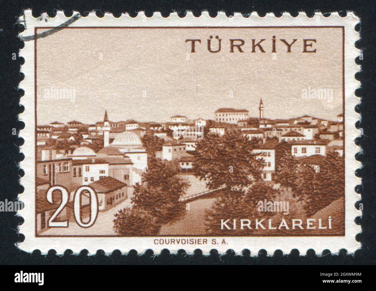 TURKEY - CIRCA 1959: stamp printed by Turkey, shows Turkish city, Kirklareli, circa 1959. Stock Photo