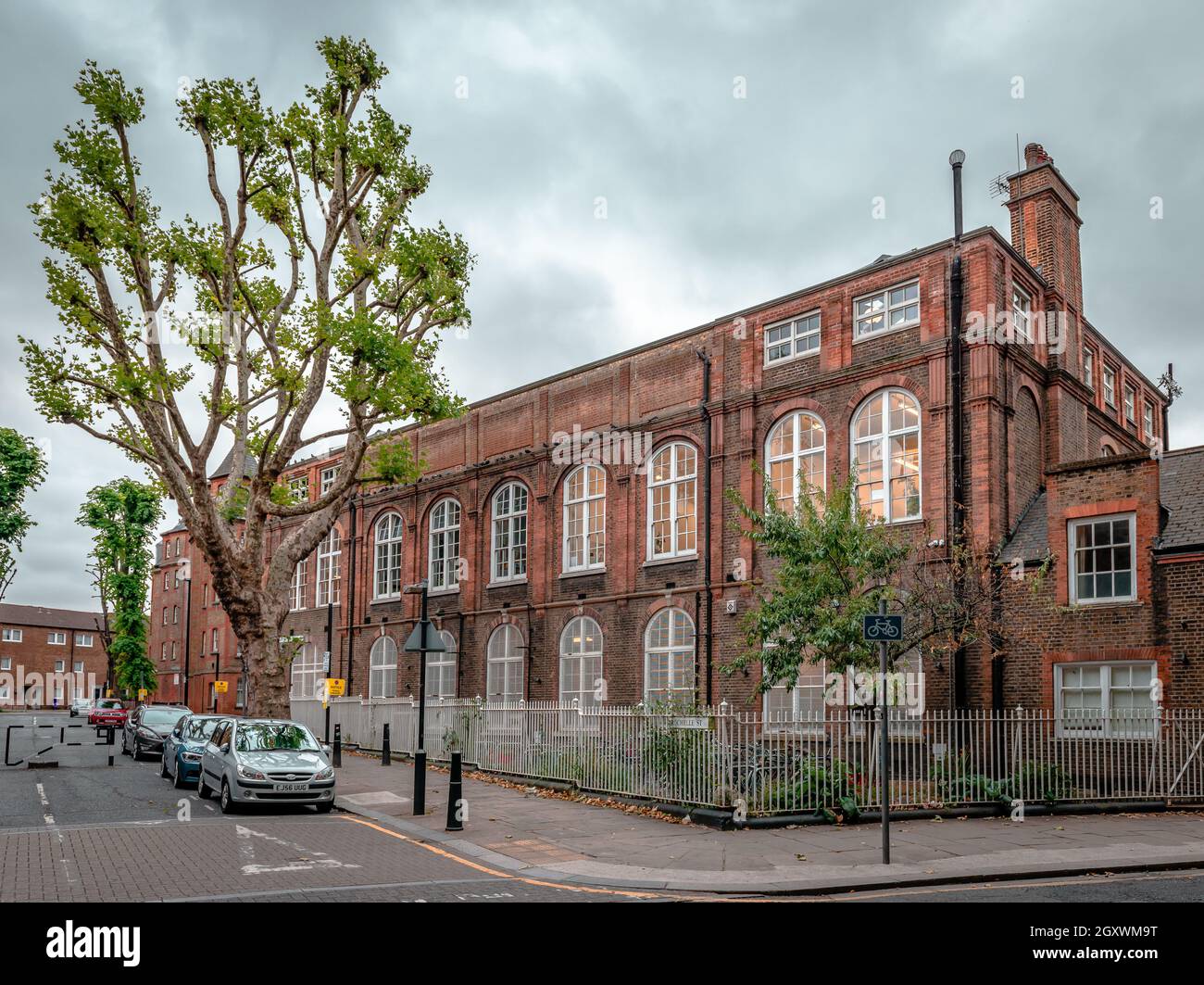 Rochelle Street Primary School, in Arnold Circus, Weavers, Tower Hamlets. Grade II listed building. Once a school, now it is a community arts facility. Stock Photo