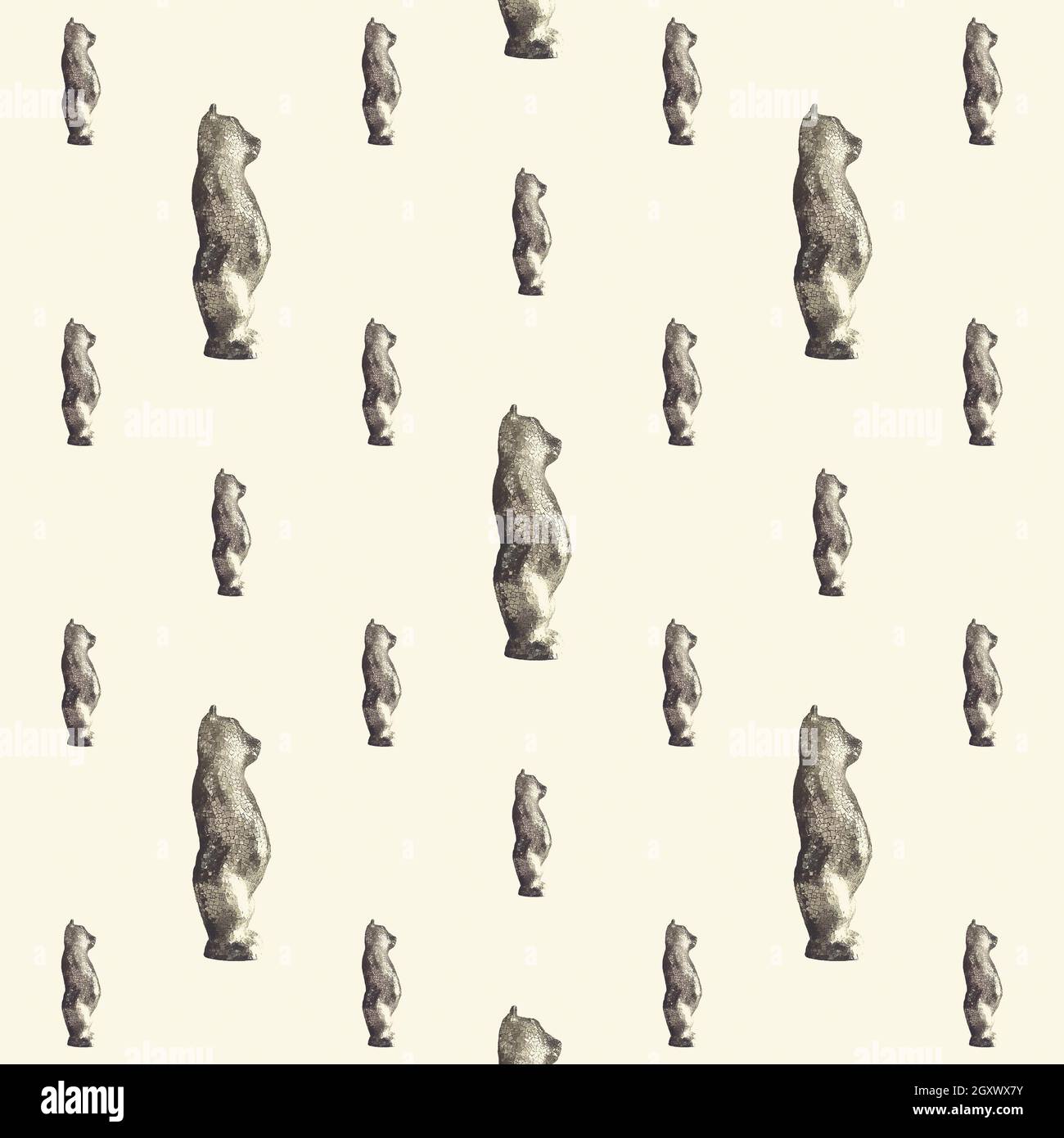 Standing golden bear sculpture motif seamless pattern Stock Photo Alamy