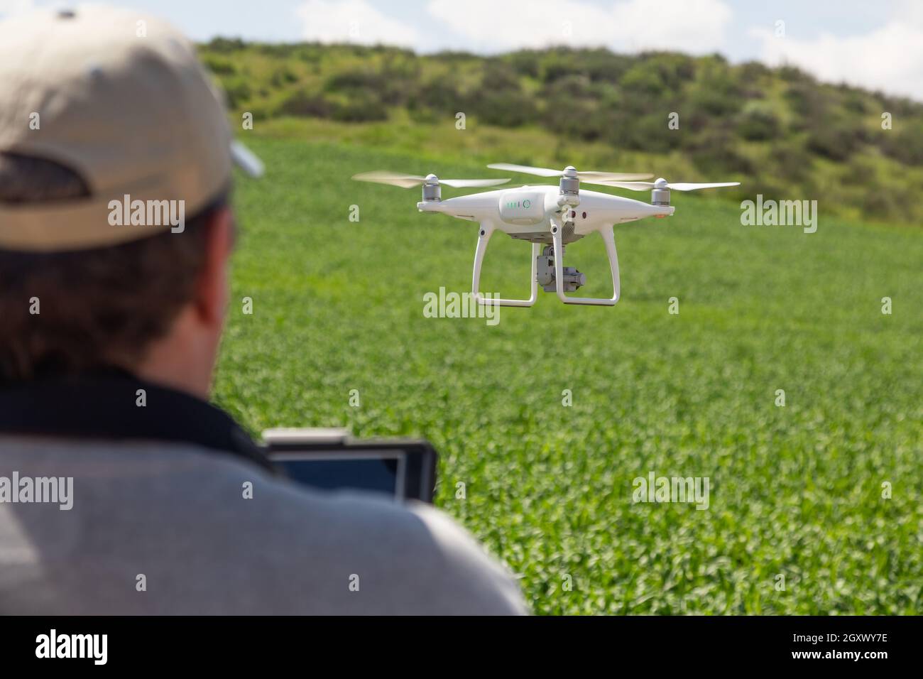 UAV Drone Flying and Gathering Over Country Farm Land Photo - Alamy
