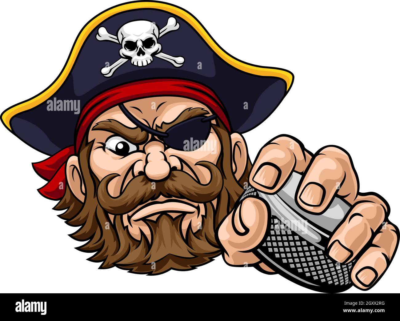 Pirate Ice Hockey Sports Mascot Cartoon Stock Vector