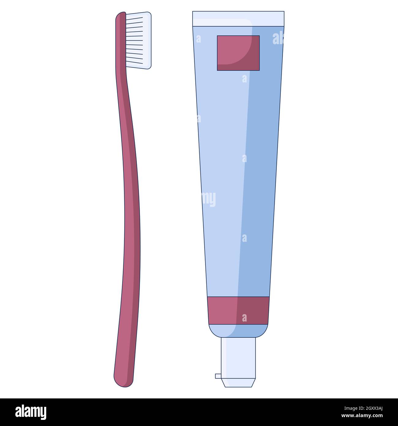 Toothbrush With Toothpaste Dental Icon Mouth Hygiene And Dental Care In A Flat Style Isolated