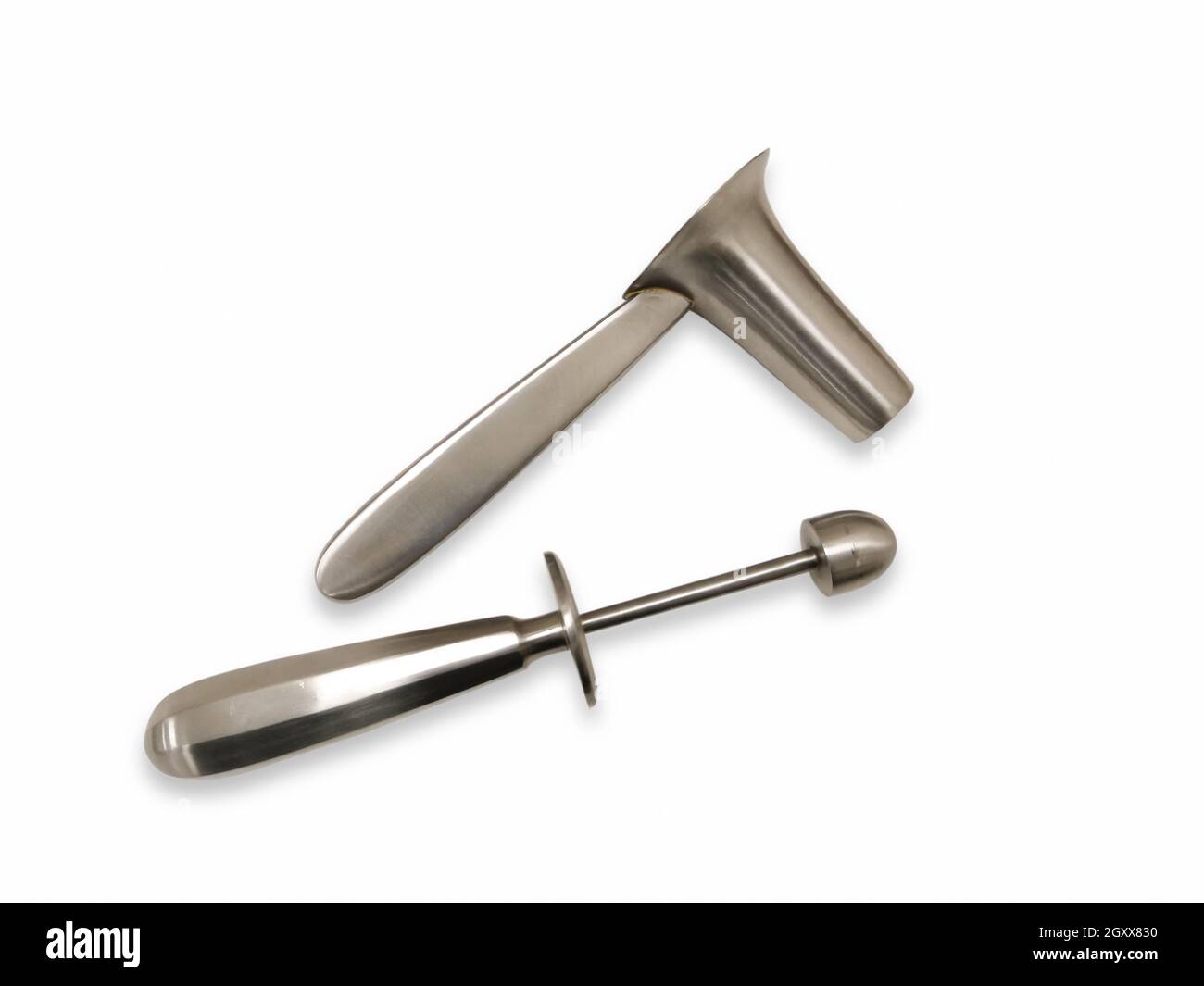 Closeup Image Of Surgical Instruments Proctoscope In White Background. Using for Examine The Insides Of The Rectum And The Anus. Selective Focus Stock Photo