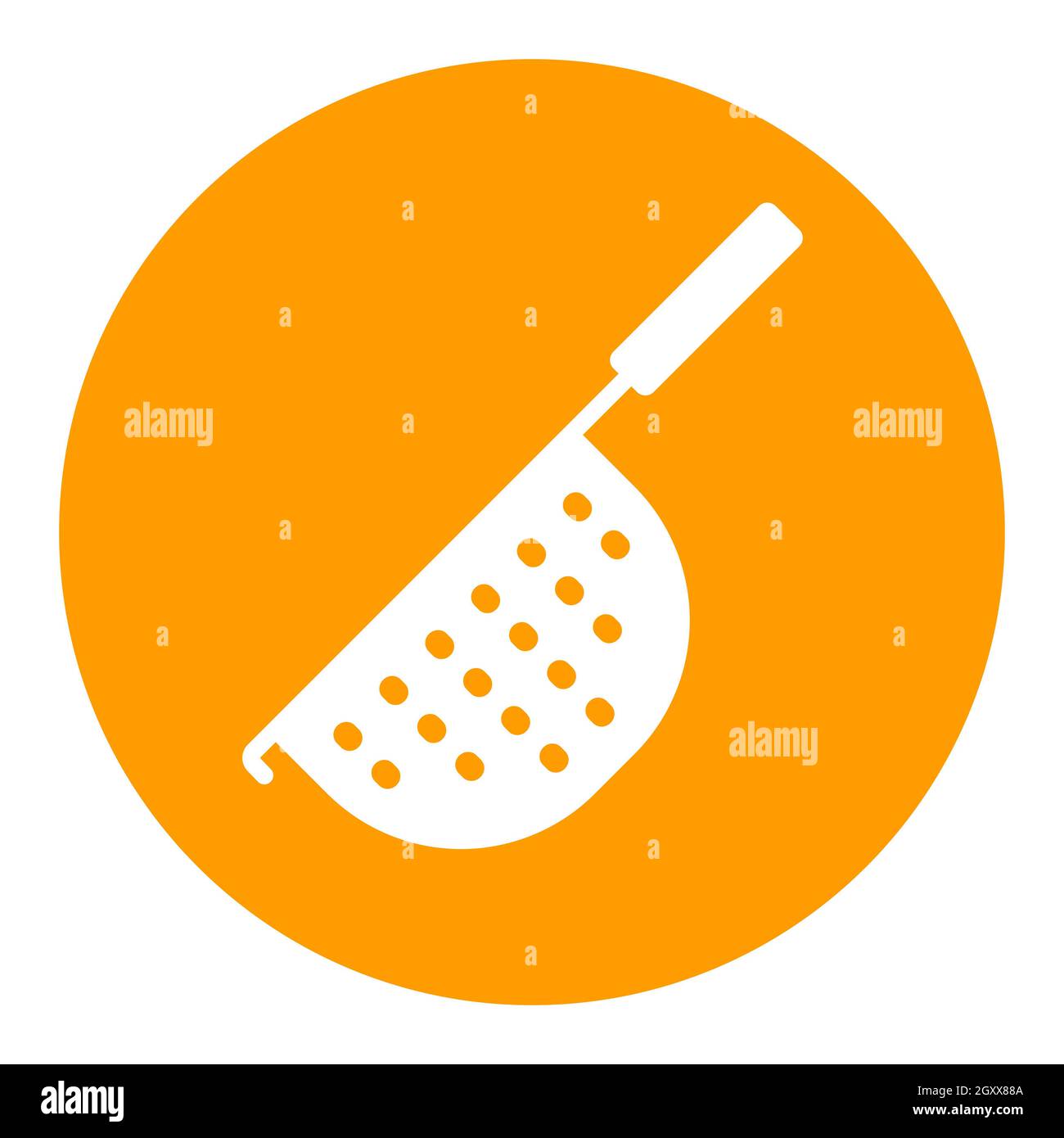 Colander vector white glyph icon. Kitchen appliance. Graph symbol for ...