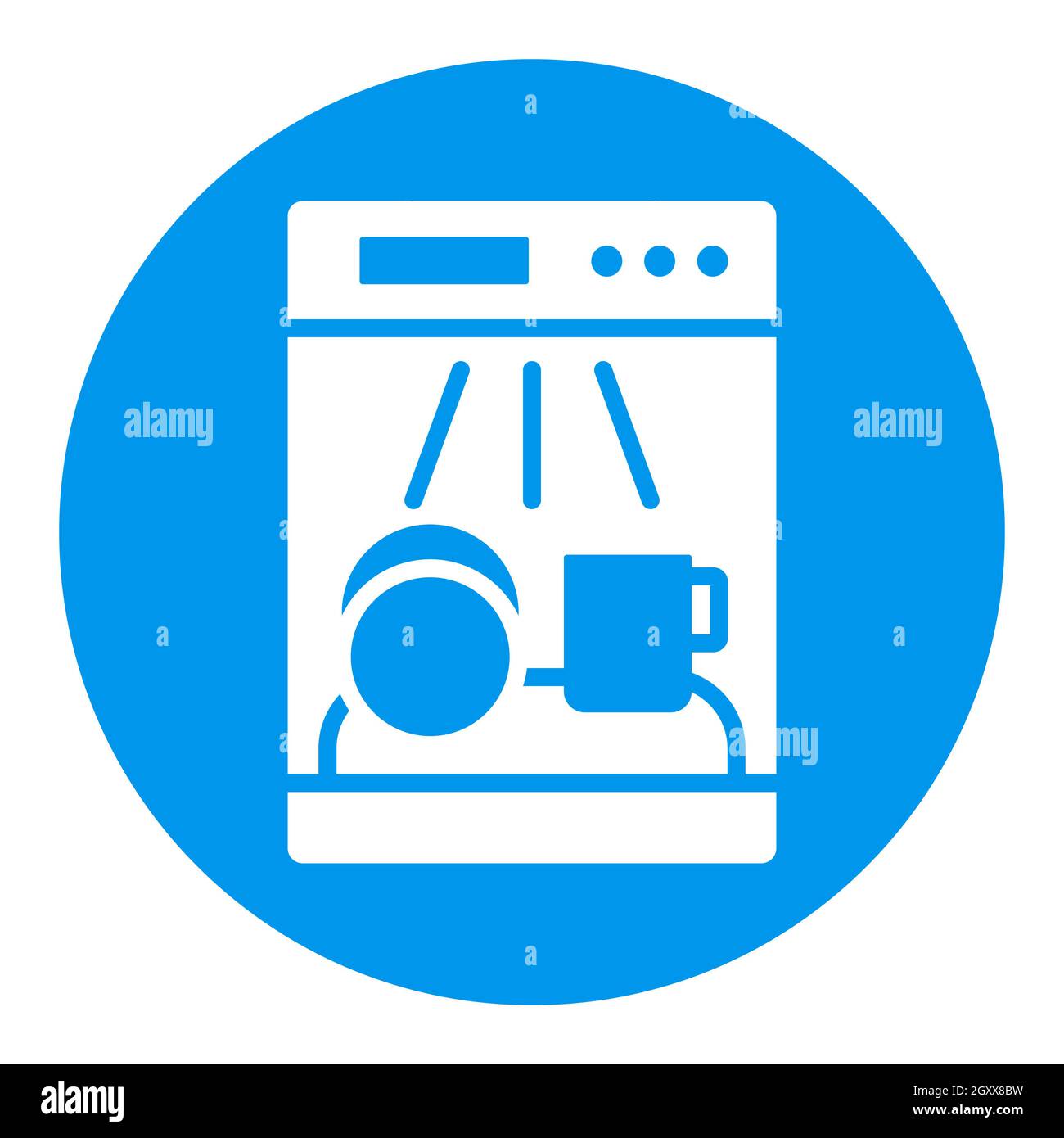 Dishwasher vector white glyph icon. Electric kitchen appliance. Graph