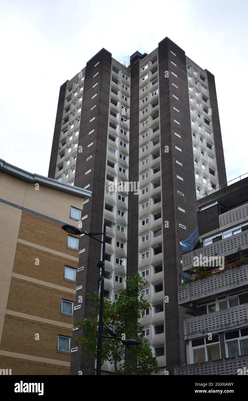 mid century brutalist design residential building, homes in the sky Stock Photo