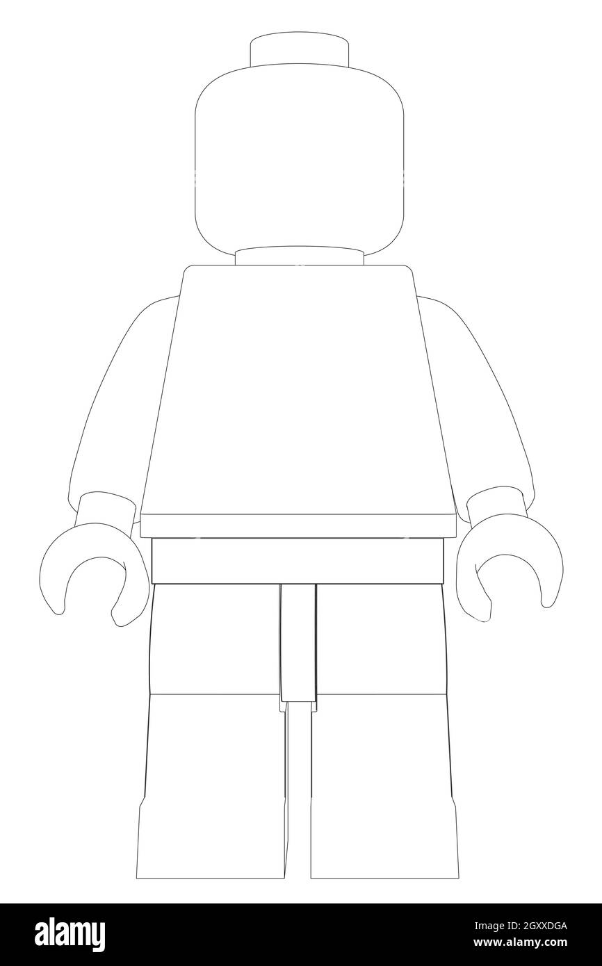 Outline of a toy man isolated on a white background. Vector illustration. Stock Vector