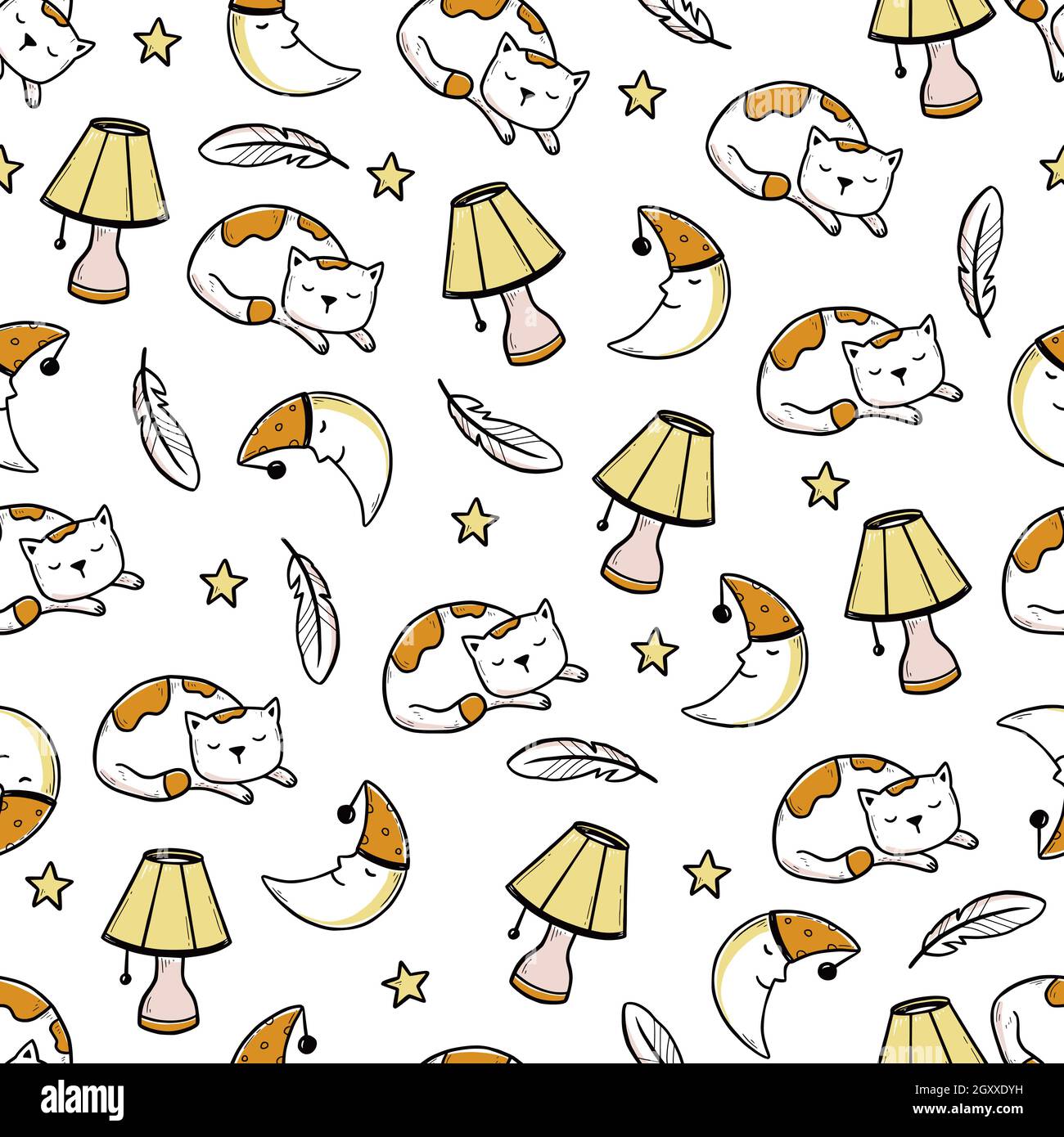 Sleep, bed time seamless pattern. Zzz, dream time kids background. Hand