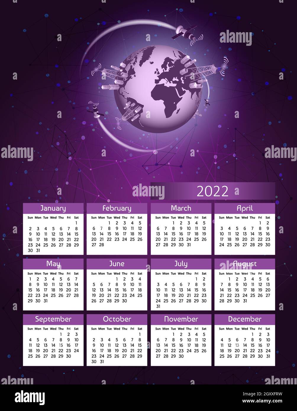 3 Year Calendar 2016 2022 Vertical Futuristic Yearly Calendar 2022, Week Starts On Sunday. Annual Big  Wall Calendar Colorful Modern Polygonal Illustration In Orange. A4 Us Lett  Stock Photo - Alamy