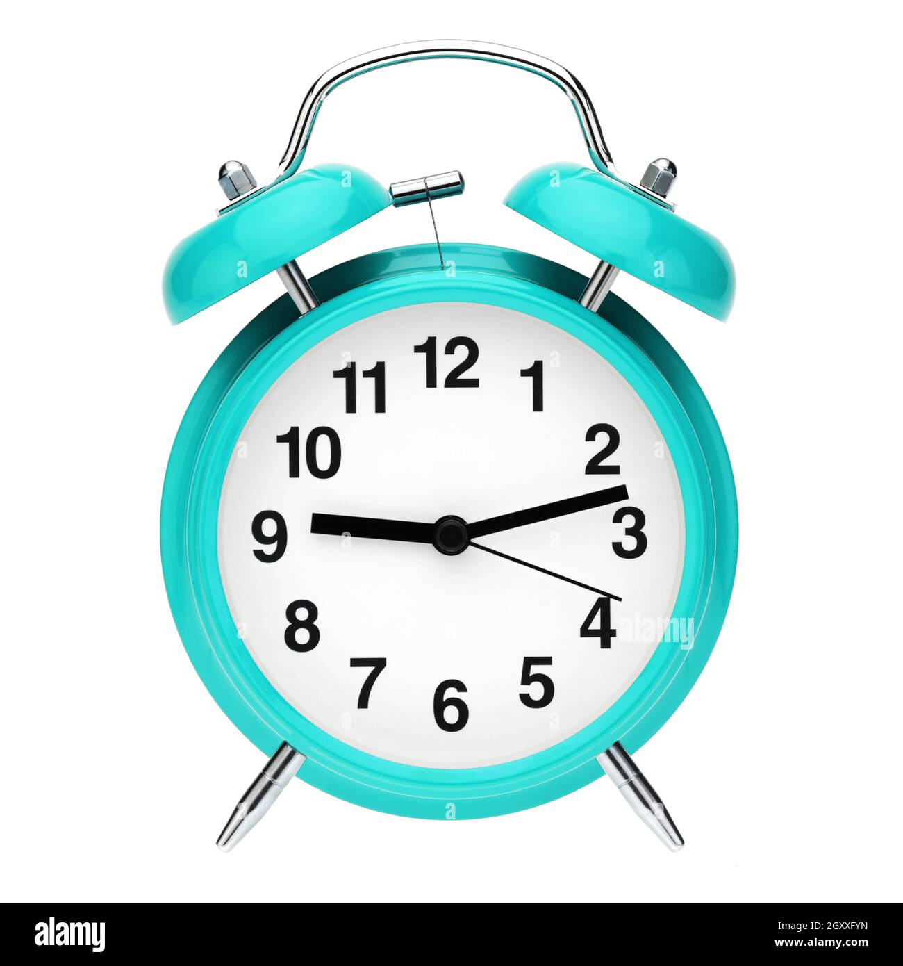 Blue retro alarm clock isolated on white background Stock Photo - Alamy