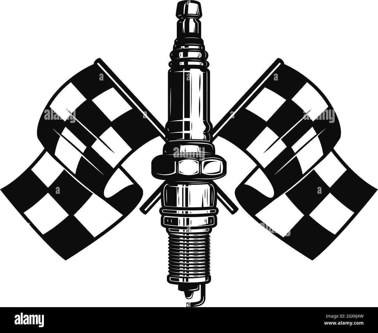 Illustration of car spark plug with racing flags. Design element for logo,  label, sign, emblem, poster. Vector illustration Stock Vector Image & Art -  Alamy