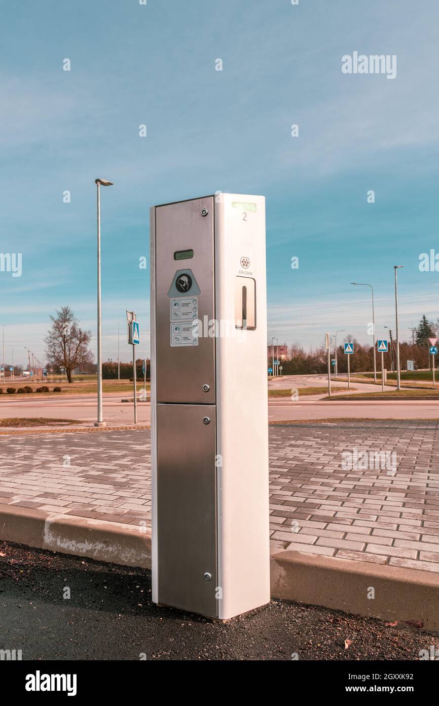 Charging station for electric cars in the residential area Stock Photo