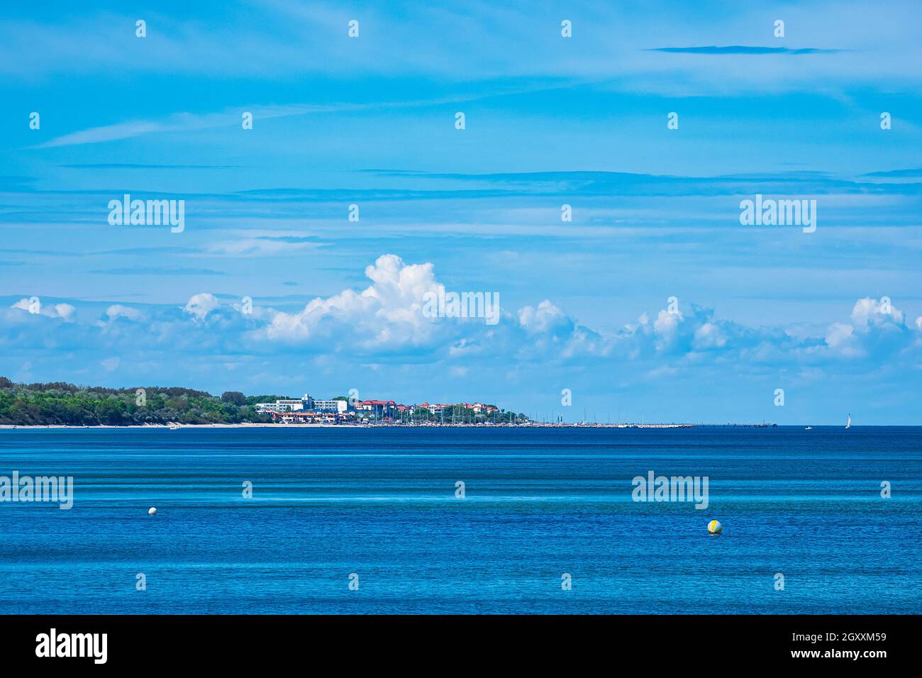 View from Heiligendamm over the Baltic Sea to Kuehlungsborn, Germany. Stock Photo