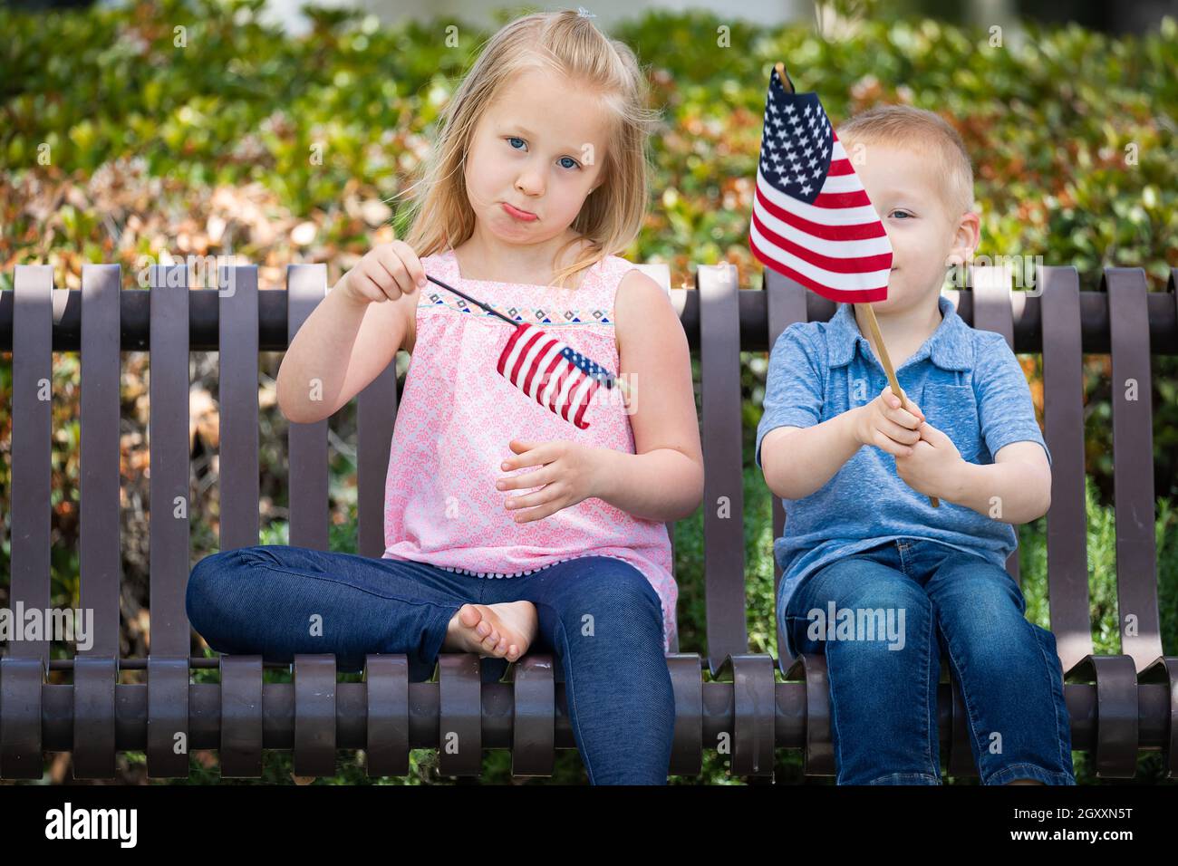 American flag bench hi-res stock photography and images - Alamy